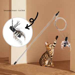 AFP Cebo interactivo para gatos, varita de mariposa/Morpho/libélula, alambre trenzado elástico, varita realista para insectos, juego de juguete para gatos - Product Image 2