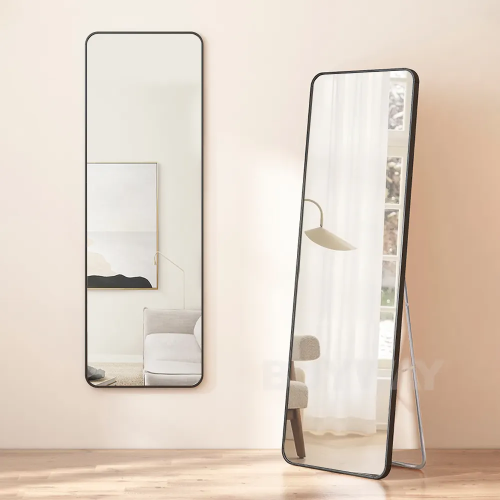 Vestir Rectangular Personalizado Espejo Spiegel Emoldurado Pendurado Grande Grande Chão Longo Comprimento Do Corpo Completo Wall Stand Espelho