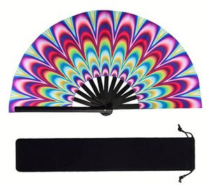 Abanico Plegable de Bambú Grande Personalizado, Precio de Fábrica 2020, 33cm, Diseño Pintado Ecológico para Uso en Discotecas - Product Image 1