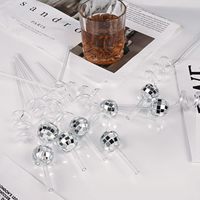 Disco Thème Fête Décoration Bar Fête Vin Verre Paille Décoration Ornement Disco Miroir Boule Paille