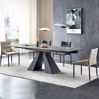 Ensemble de table à manger extensible en pierre frittée Foshan, 6 chaises, ensemble de table à manger de luxe, 6 places, meubles chinois, pin recyclé