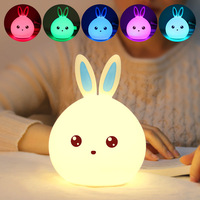 Lampe led rgb en forme de lapin avec robinet et télécommande, veilleuse, en silicone, offre spéciale,
