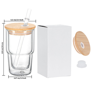 Wholesale 3 Oz Pre Drilled Blank Sublimation Double Wall Mini Snow Globe Glass Tumbler <strong>Shot</strong> Glasses With Bamboo Lid <strong>Straw</strong> - Product Image 6