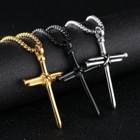 Hip Hop Style hommes en acier inoxydable Nail Cross collier Vintage jésus Christ Couple charme pendentif collier bijoux chrétien cadeau