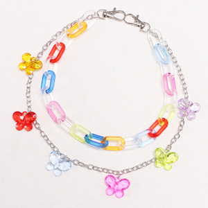 โซ่คาดเอวอะคริลิคสองชั้นรูปผีเสื้อ จี้คริสตัลเรซิ่นหลากสี สำหรับกางเกงยีนส์ ใส่ได้ทุกวัน เครื่องประดับแฟชั่น - Product Image 3