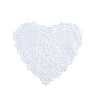 Applique en dentelle de soie laiteuse en forme de cœur, 17,5*15,5 cm, blanche, broderie soluble dans l'eau, pour robe de mariée, vêtement, décoration intérieure