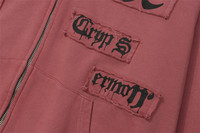 Sweat à capuche zippé avec logo personnalisé Veste à capuche à imprimé écussons pour hommes Sweat à capuche pour hommes Manteau éponge français surdimensionné unisexe