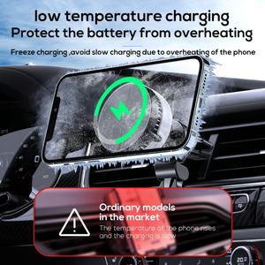 Car Wireless Charger MEMO GW03 Magnetic Wireless Car Charger 15W for iPhone with Phone <b>Cooler</b> for Cooling Phone - Product Image 4