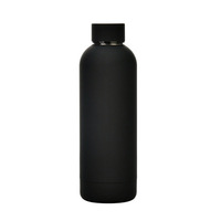 Caspian botol air stainless steel 500ml, botol air metal stainless steel dilapisi karet mulut kecil terisolasi vakum logo kustom harga grosir