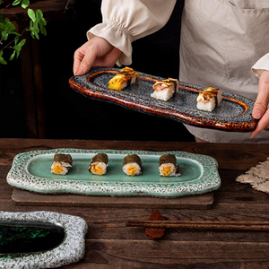 Stoviglie di porcellana fatte <span class=keywords><strong>a</strong></span> <span class=keywords><strong>mano</strong></span> eco-friendly rettangolo Hotel ristorante che serve vassoio <span class=keywords><strong>piatti</strong></span> di Sushi <span class=keywords><strong>piatti</strong></span> in ceramica sostenibile - Product Image 3