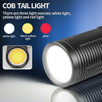 Lampe torche LED COB XHP160 Lumière jaune rouge chaude Affichage numérique de la puissance Extérieur Rechargeable par USB Étanche Zoomable