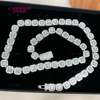 Chaîne en moissanite Hiphop Rock Candy, chaîne tennis micro-cloutée, 10 mm/12 mm, argent 925, glacée, moissanite carrée VVS, collier