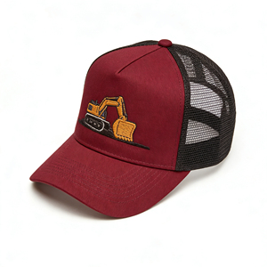 Casquette de camionneur brodée motif excavatrice marron, 6 panneaux, en maille respirante, réglable, à fermeture snapback pour l'extérieur - Product Image 2