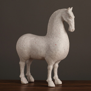 Chinese Style Tang Horse Figurine Natural Resin Handmade <b>Retro</b> Brown Tabletop <b>Decoration</b> For Living Room Entryway - Product Image 2