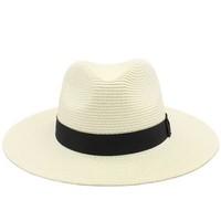 Chapeau Panama unisexe tendance d'été à large bord, visière personnalisable avec logo, chapeau plat en paille de papier pour hommes et femmes, idéal pour la plage, les voyages et les fêtes