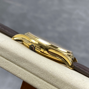 Montre mécanique vintage pour homme en or 3K avec bracelet en cuir véritable, remontage automatique et style élégant. - Product Image 5