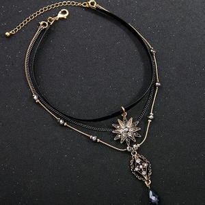 Mode Cuir Chaîne Bijoux En Pierre Pendentif En Forme De Larme Collier de Tour De Cou En Pierre Pour Les Femmes - Product Image 4