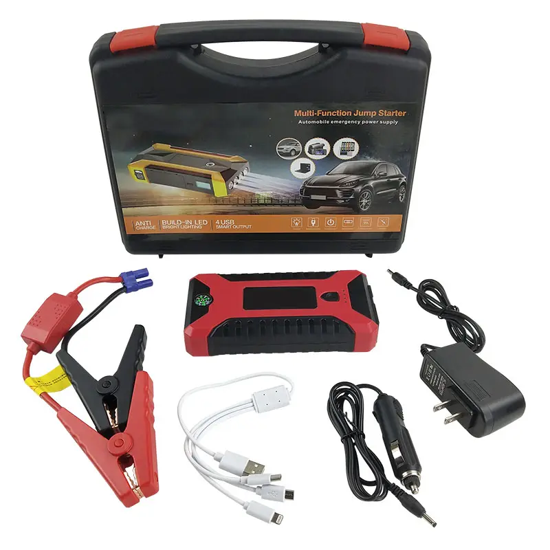 1000 Cycles Portable Car Lithium Battery 12V 5400mAh Jump Starter with Air Compressor Multi-Function Emergency Kits