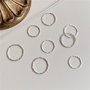 Trendy 925 Sterling Silver Ring Set Stackable Comfortable <b>Hammered</b> Thin Band Ring Set for Daily Wear Chic Minimalist Jewelry - Product Image 2