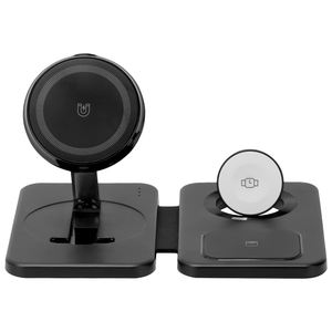 Caricatore Wireless Magnetico Pieghevole 3-in-1 OEM, Stazione di Ricarica Rapida 15W in Metallo per Telefono, Orologio e Auricolari - Product Image 2