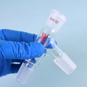 Adaptateur de distillation en verre borosilicate à 3 voies et à angle de 75 degrés, à paroi épaisse, personnalisé pour laboratoire de chimie, CS Labglass - Product Image 4