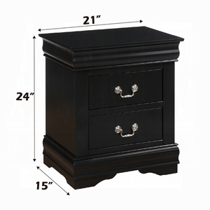 Comodino Classico Tradizionale Nero a 2 Cassetti, Mobile in Legno per Camera da Letto - Product Image 5