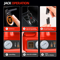 Kit de Gato Hidráulico Eléctrico para Coche 12V 5T 3 en 1 con Llave de Impacto, Bomba de Neumáticos, LED y Elevador Analógico de 36cm para Reparación en Carretera de SUVs, Certificación CE