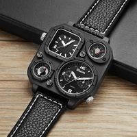 Oulm nouvelle arrivée montre homme Unique de luxe grande taille cadran carré boussole décoration Quartz horloge Antique montres homme