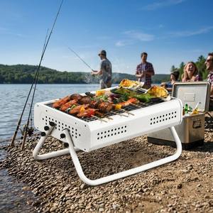 Parrilla de Carbón para Asados, Rectangular, Ventilada, Portátil, para Acampar, Hacer Picnic, Pescar, Jardín, Familia, Asados al Aire Libre - Product Image 5