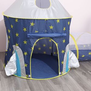 Tente pour enfants 3-en-1 : maison de jeu, tunnel rampant, piscine à balles, ensemble capsule spatiale bleue pour jeux d'intérieur - Product Image 2