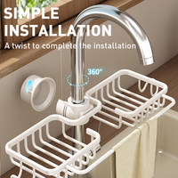 Support de robinet de cuisine personnalisable avec tampon à récurer étagère de rangement en aluminium/métal