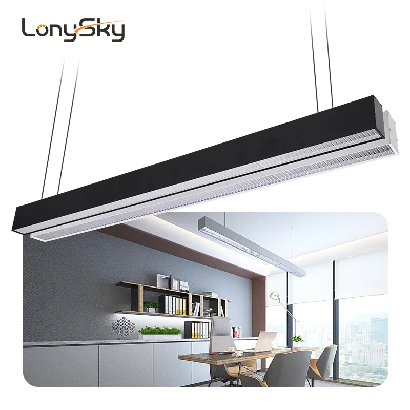 Modern 4ft 8ft 60w 120w Aluminum Grille LED Tubes Suspended Linear Light for Commercial Office