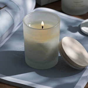 Cilindro texturizado <span class=keywords><strong>de</strong></span> lujo, <span class=keywords><strong>frascos</strong></span> <span class=keywords><strong>de</strong></span> vela esmerilados vacíos con tapas <span class=keywords><strong>de</strong></span> <span class=keywords><strong>madera</strong></span> para fabricación <span class=keywords><strong>de</strong></span> velas, 8 oz, 10 oz, 14 oz - Product Image 3