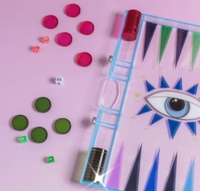 Ensemble de backgammon en acrylique arc-en-ciel de 18 pouces mallette de rangement de jeu de table Evil Eye pour la décoration de la maison