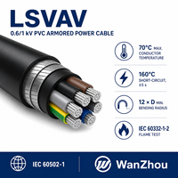 Câble d'alimentation blindé en aluminium LSVAV 0,6/1 kV, câble électrique pour enfouissement direct souterrain