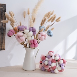 CallaFloral Ramo de Flores de Algodón Secas Multicolor Decoración del Hogar Arreglo para Bodas - Product Image 1