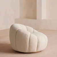 Fauteuil tubulaire minimaliste en tissu bouclé, fauteuil d'appoint incurvé pour salon, chambre, appartement, salle à manger, hôtel, salon, intérieur