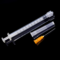 Seringue médicale jetable en plastique avec embout Luer Lock et aiguille hypodermique 21G, fournisseurs de consommables médicaux, 1 ml, 5 ml, vétérinaire