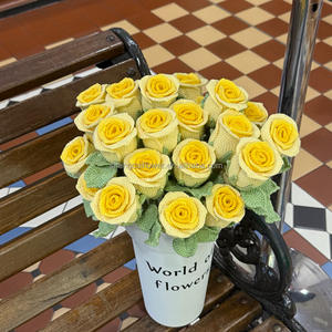 Décoration Artificielle de Fleurs en Crochet, Bouquet de Roses avec Tige, Bouquet de Fleurs Coloré pour Décoration Intérieure Unique, Produit Fini Y - Product Image 5