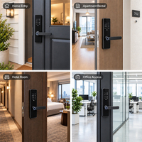 Serrure de porte d'entrée intelligente, serrure de sécurité intelligente, anti-regard indiscret, blocage par mot de passe, alerte basse tension, serrure en alliage d'aluminium