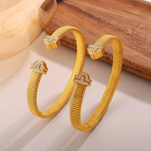 Pulsera Elástica <span class=keywords><strong>de</strong></span> Acero Inoxidable con Baño <span class=keywords><strong>de</strong></span> Oro <span class=keywords><strong>de</strong></span> 18K y Circonitas Incrustadas <span class=keywords><strong>de</strong></span> Alta Gama, Estilo Vintage YF8477, Resistente al Agua - Product Image 2