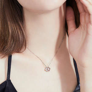 1 Carat Moissanite Rubik's Cube <b>Necklace</b> 925 Sterling Silver Niche Design High Fashion Cute <b>Girlfriend</b> Souvenir Birthday Gift - Product Image 2