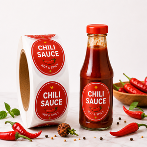 Custom Printing Roll Waterproof Vinyl Adhesive Seasoning Sauce Label Circle Round Brand Logo Sticker for Food Packaging - Product Image 2