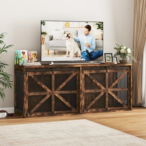 Jaula para perros estilo casa de campo americana, mueble de interior extra grande para perros, jaula para mascotas reforzada con tubos metálicos de doble cierre. - Product Image 3