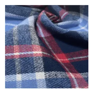 Sunplustex china manufacture factory C21S yarn dyed 100% cotton flannel/brushed twill check/plaid fabric for shirt