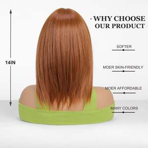 Esmee Perruques courtes droites rouges naturelles résistantes à la chaleur pour femmes - Product Image 4