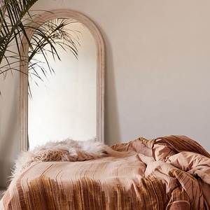SWT Wooden <strong>Rustic</strong> Whitewashed <strong>Large</strong> Floor Standing <strong>Mirror</strong> Wooden Arched <strong>Mirror</strong> - Product Image 2