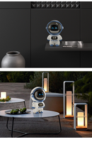 Speaker Robot Astronot Pintar yang Lucu, Sistem Audio Stereo AI Portabel dengan Lampu Malam Ambient LED RGB & Jam Digital