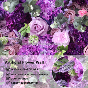 5D ดอกไม้ประดิษฐ์ติดผนังงานแต่งงานฉากหลังของตกแต่งงานปาร์ตี้ผ้าม้วนผ้าสีม่วงผนังดอกไม้ - Product Image 2