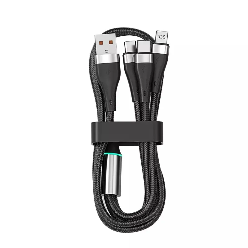 Universal Smartphone 1.2m 2m 6ft Nylon 3in1 Usb Charger Cables 20V 5A Quick Charging PD Type c Fast Charge 100w Multi Usb Cable